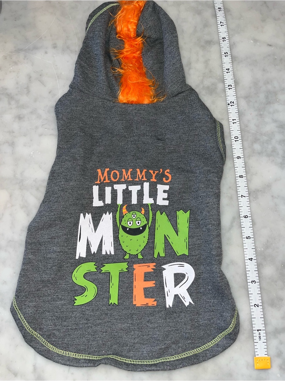 Mommy's Little Monster Hooded Kids Top - Gray & Orange